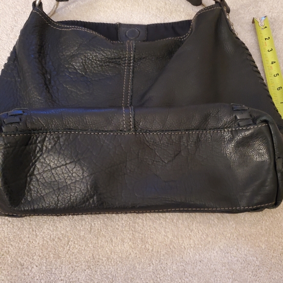 Lucky Brand Genuine Pebbled Leather Purse Black Distressed Hardware Stitching - Picture 16 of 16